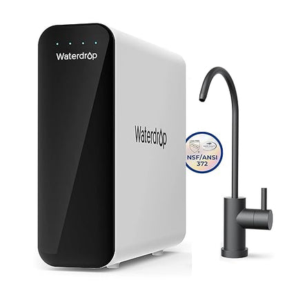 Waterdrop TSU 0.01μm Ultra-Filtration Under Sink Water Filter System, 3-Stage Tankless Undersink Water Filtration with Faucet, Smart Panel, Does not Lower TDS (𝙉𝙊𝙏 𝙍𝙊), Drilling Required