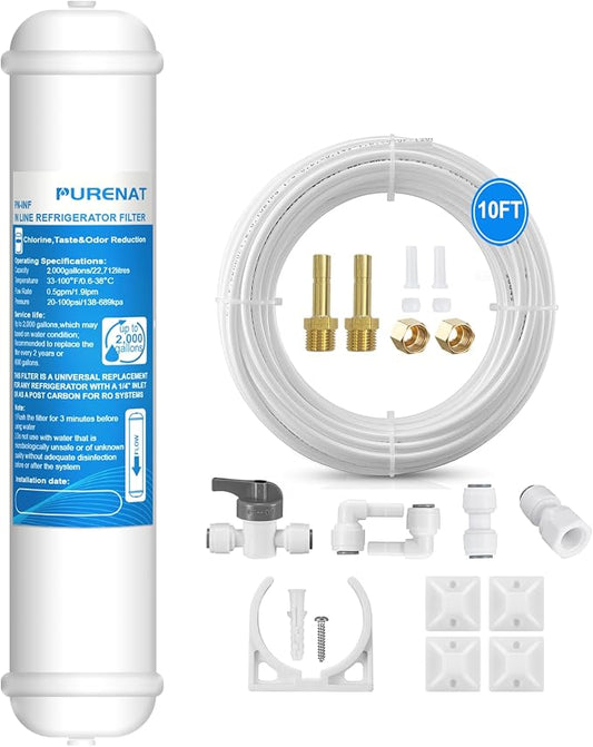 Inline Water Filter - With Fittings for Refrigerator & Ice Maker(1 Pack)