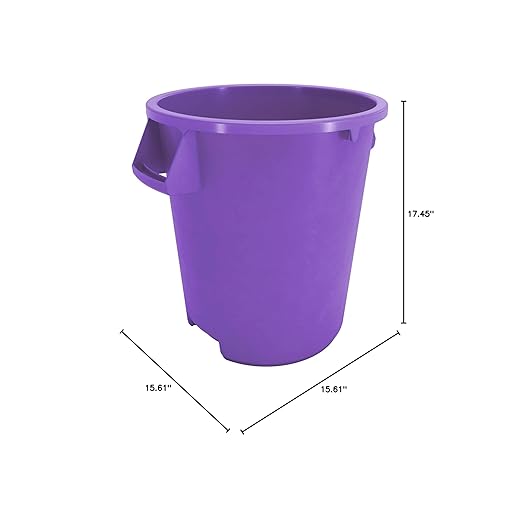 SPARTA Bronco Waste Container Trash Container, Round Trash Bin for Disposal, 10 Gallons, Purple, (Pack of 6)