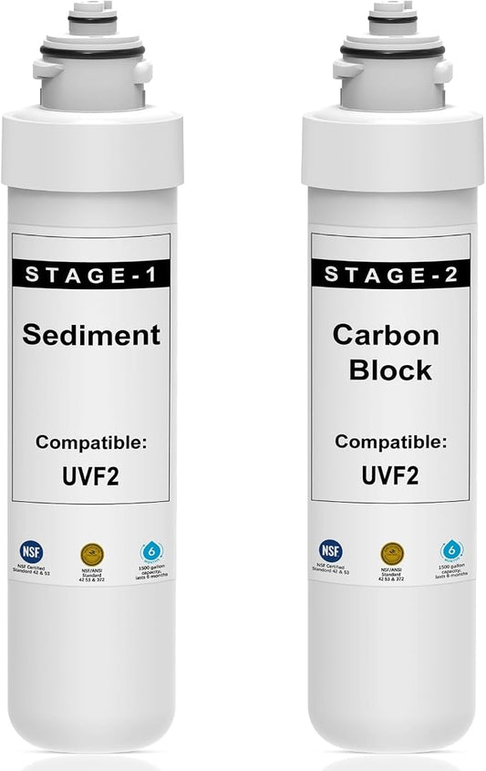 2 Stage Filter Replacement Kit Compatible with Brio 520 UVF2-1500 MIB200PKF NFMPP5M Sediment and Carbon Block Filter NFMCTO5MS2