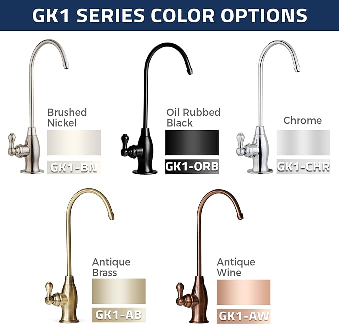 iSpring GK1-CHR Reverse Osmosis Drinking Water Faucet, High Spout RO Faucet for Under Sink Water Filtration Systems, Chrome