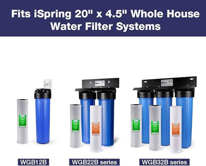iSpring FC25BX4 High Capacity 4.5" x 20" Whole House Water Filter CTO Carbon Block, 4 Count (Pack of 1), White
