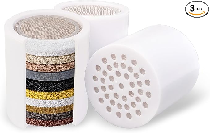 20-Stage Shower Filter Replacement Cartridge, Universal Fit for Most Filtered Shower Head - High Flow Multi-Stage Water Softener for Hard Water, Chlorine & Impurities Removal