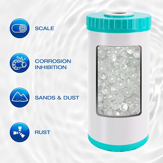 H&G Lifestyles Whole House Water Descaler,GAC KDF Polyphosphate Cartridge,Anti Scale Filter,Saltless Water Softener,Reduce Heavy Metal Lead Chlorine, Replacement for Any 10" x 4.5" Water Filter System