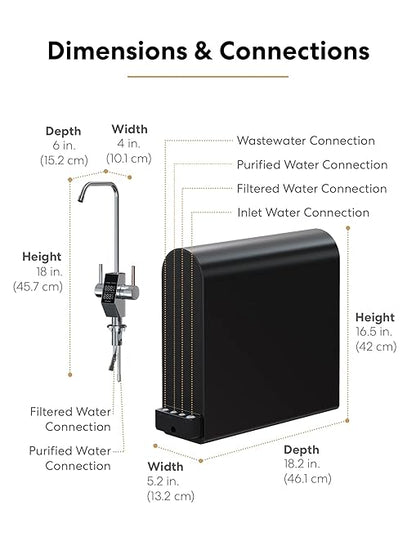 Brio Reverse Osmosis Water Filtration System, 700 GPD, 2:1 Pure to Drain, Tank-Less, Under Sink Faucet Mount