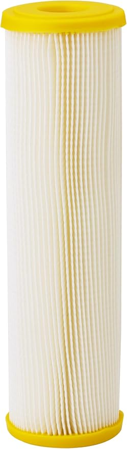 Pentair Pentek ECP50-10 Sediment Water Filter, 10-Inch, Under Sink Pleated Cellulose Polyester Replacement Cartridge, 10" x 2.5", Yellow End-Cap, 50 Micron