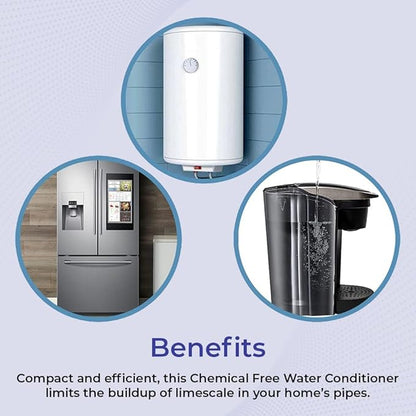 SAGEFINDS Chemical Free Water Conditioner | Reduces Limescale Buildup | Softens Hard Water | For Standard 3/4-Inch Pipes | Easy Install | Reduces Limescale, Softens Hard Water, Easy Install