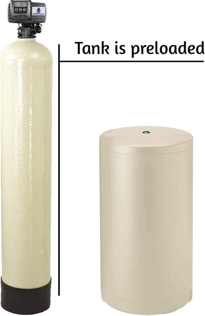Fleck (64k 3/4 Inch, Almond High Capacity Resin) Whole House Water Softener System 5600sxt Digital Meter Grain-includes bypass valve & brine tank with safety float