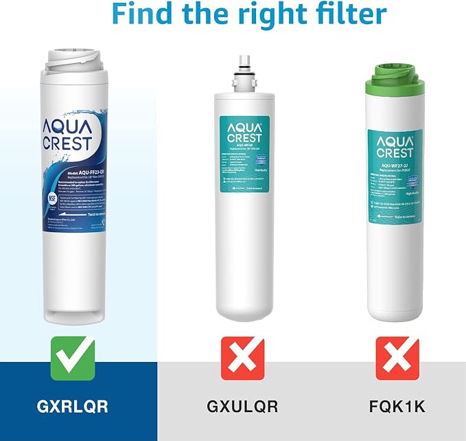 AQUA CREST GXRLQR Filter Replacement for GE GXRLQR, NSF/ANSI 401 | Compatible with GE SmartWater Twist and Lock In-Line GXRLQR Water Filter, Reduces PFAS, PFOA/PFOS