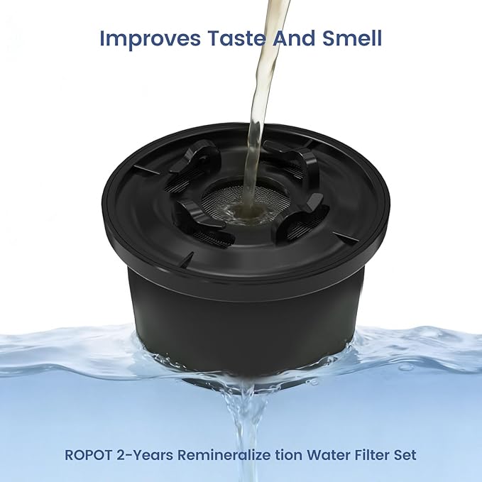 RO100ROPOT Remineralization Water Filters Replacement, Compatible with Bluevua RO100ROPOT and RO100ROPOT(UV) Systems, Alkaline for Reverse Osmosis Filter, Remineralize and Increase pH, Pack of 4