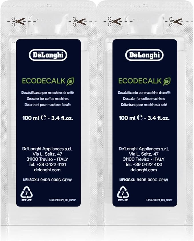 De'Longhi Eco Decalk Natural Coffee Machine Descaler (Pack of 6 x 100ml)