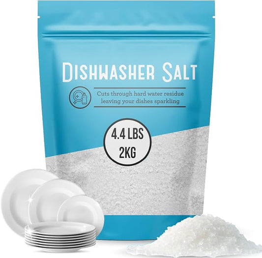 IMPRESA Dishwasher Salt for Hard Water - 4.4 lb (2 kg) Coarse Grain Water Softener Salt - Pure Additive-Free & Spotless Finish - compatible with Bosch, Miele, Whirlpool & Thermador Models
