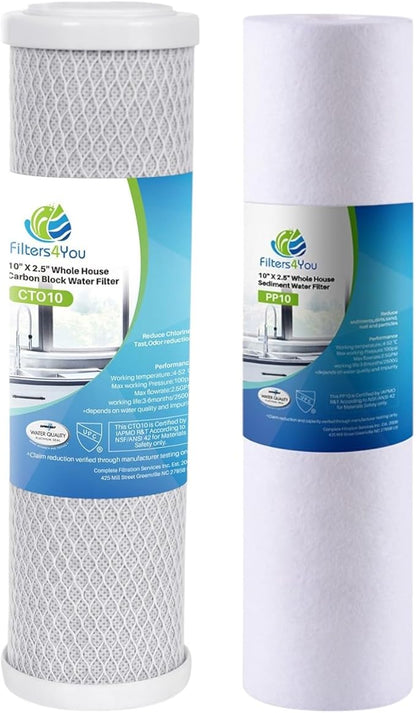 CFS Reverse Osmosis Water Filter Kit 10" Sediment Carbon 1 Set | 2 Stage RO Filter Kit Includes 10" Sediment & Carbon Filters Fits Under Sink Reverse Osmosis Systems 1 Micron
