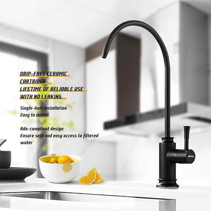 Achelous Matte Black Kitchen Water Filter Faucet,Stainless Steel Lead-Free Drinking Water Faucet Fits Reverse Osmosis Units or Filtration System in Non-Air Gap