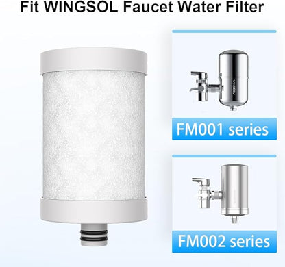 WINGSOL Replacement Filter Cartridge for Faucet Filter Compatibel with: WS-FM001-PAC/5in1/PC/CRM/(LED), WS-FM002-PAC/(LED), Carbon Fiber, 1 Pack