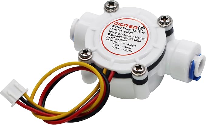 DIGITEN 1/4 Quick Connect 0.3-10L/min Water Hall Effect Flow Sensor Meter