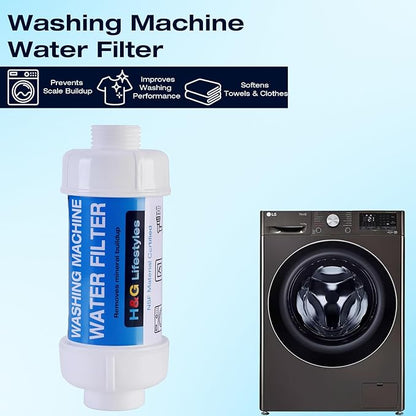H&G Lifestyles Water Filter for Washing Machine,Water Softener Anti-Scale Water Filtration,with 3/4" GHT Garden Hose Filter, Prevent Scale Build-up,for Water Heater Swamp Cooler,1PACK