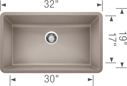 BLANCO, Truffle 441297 PRECIS SILGRANIT Super Single Undermount Kitchen Sink, 32" X 19"