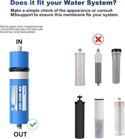 Reverse Osmosis Membrane 400 GPD 3013-400 RO Drinking Water Filter Replacement Fits Standard for Under Sink RO Drinking Water Filter Filtration Purifier System