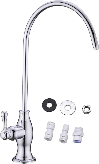 Delle Rosa Drinking Water Purifier Faucet, Commercial Water Filtration Faucets for Under Sink Water Filter System, Modern Stainless Steel Kitchen Bar Sink Drinking Water Faucet, Chrome,Non-Air Gap