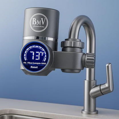 BMV Faucet Water Filter with LED Temperature Display, Multi-Stage Filtration, Improves Taste & Freshness, Easy Installation, Kitchen Tap Filter System