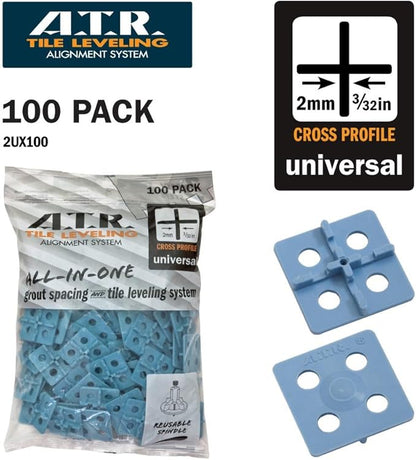 ATR Leveling System - 2UX100 Tile Leveling Alignment System 100 2mm Cross Spacing Plate