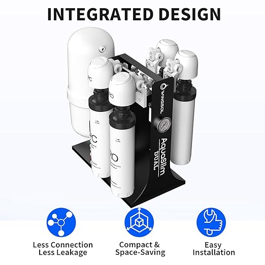 WINGSOL Dual Mode Integrated Reverse Osmosis Water Filter, NSF/ANSI 42&53&58, 10-Stage Under Sink RO Filtration System for 0 TDS Water & pH+ Alkaline Remineralization Water, No Electricity Needed