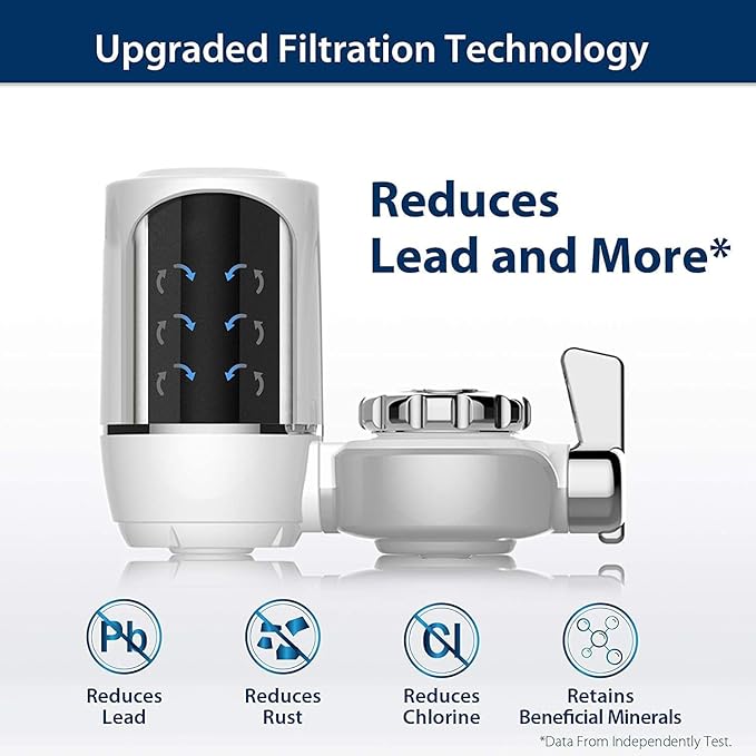 Waterdrop Sink Filter Water Faucet for Skin Care, Bathroom Faucet Filter with Ultra-Filtration Filter(1 Pack) & 3 Pack Carbon Fiber Filter