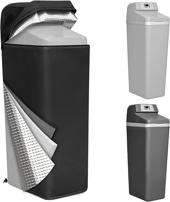 Water Softener Cover Insulated, 3 Layers Insulation Heavy Duty Protection Cover for WHES30E / WHES40E Grain Softener and 350/420 Water Softener, 16x21x48in, Black