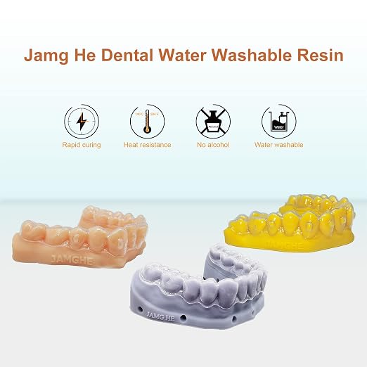 JAMG HE Rapid UV-Curing Resin 405nm, Dental Model Resin for Orthodontic Brace Water Washable with Lower Shrinkage & High Presicion Grey 500g