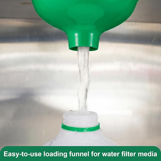 Vesici 2 Pack Extra Large Wide Mouth Funnel 2.5" x 10" Multi Purpose Filling Funnel Plastic Reusable for Water Softener Resin Tanks Carbon Media Jar Filling Use (Green)