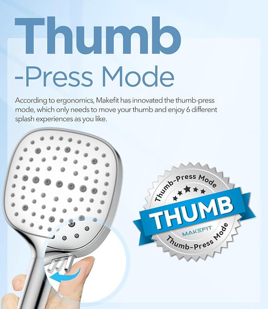MakeFit Filtered Shower Head with Handheld, 7 Modes High Pressure Handheld Showerhead with Filters, Detachable Shower Heads Water Softener Filters Beads for Hard Water - Remove Chlorine & Heavy Metals