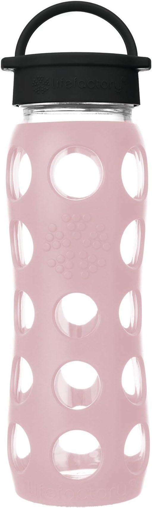 Lifefactory 22-Ounce BPA-Free Glass Water Bottle with Classic Cap and Protective Silicone Sleeve, Desert Rose
