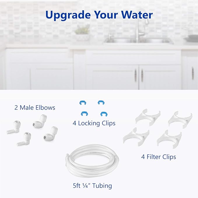 Express Water Filter Upgrade Kit for Reverse Osmosis and Under Sink Water Filtration System – Add a New Filtration Stage to Your System – Includes Adapters for ¼” Threaded and Quick Connect Filters