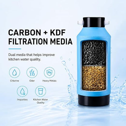 H&G Lifestyles Under Sink Water Filter System 300,000 Gallons | Reduces PFAS, PFOA/PFOS, Lead, Chlorine, Bad Taste & Odor,with NSF 42/53 KDF GAC,with 3/8" Quick Connection Easy Installation