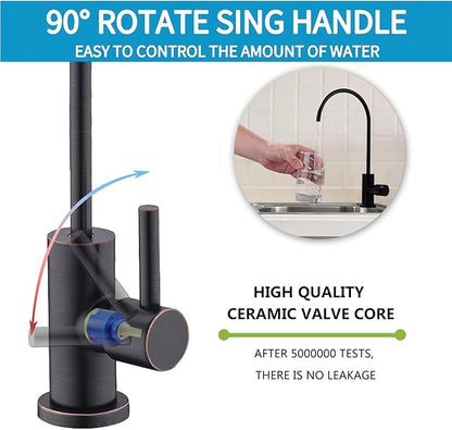 Oil Rubbed Bronze RO Faucet - 360° Swivel Drinking Water Faucet, Lead-Free Brass Water Filter Faucet Compatible with Reverse Osmosis & Under Sink Filtration Systems