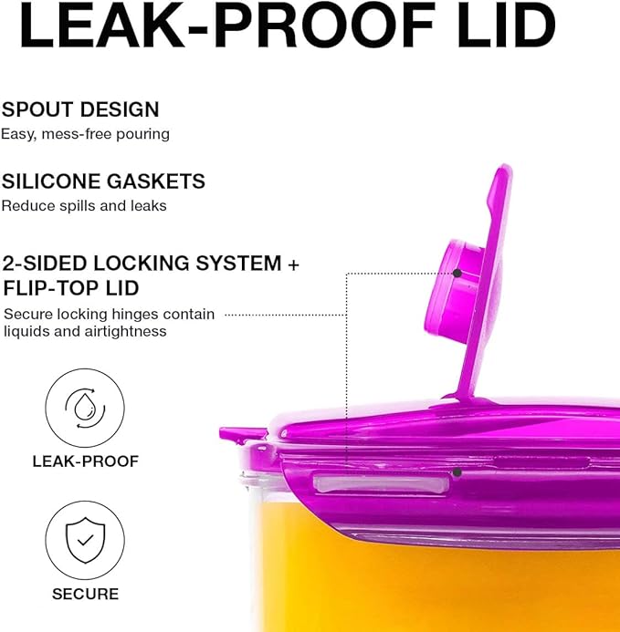 LocknLock Aqua Fridge Door Water Jug | Clear Pitcher | BPA Free Plastic Pitcher with Lid | 3 Quart Pitcher with Lid for Water, Juice, Tea & More Beverages, Purple