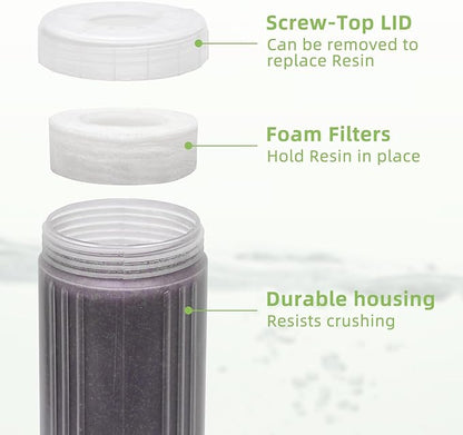 Refillable Mixed Bed DI Resin Filter Color Changing Deionized Resin 10-Inch Replacement Cartridge Car Wash, Window Cleaning, Aquarium (3)