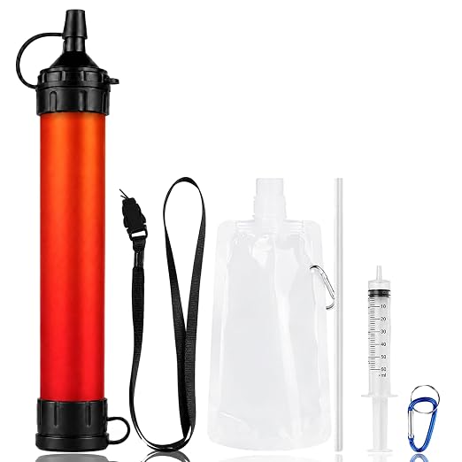 Water Filter Straw, Emergency Water Purefier, 1500 Liters/396 Gallon Capacity, Portable Filtration System for Camping, Hiking, Travel, Biking (1PCS)