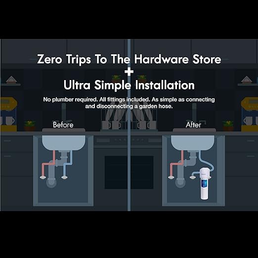 Under Sink Water FilterPod Water System High Speed Flow Rate 20,000 Gallon Capacity for Under Sink Homes, Offices, Kitchen, RV & More