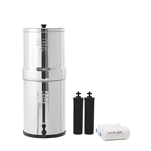 Imperial Berkey Gravity-Fed Water Filter System 4.5 Gallon with 2 Black Berkey Elements, 2 PF-2 Fluoride and Arsenic Reduction Elements