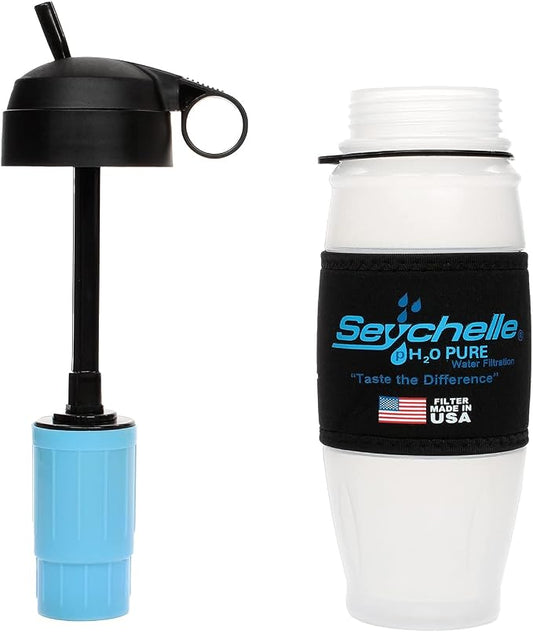 Seychelle pH2O Alkaline Water Filter Bottle - Increases pH and Filters Water - 28 oz