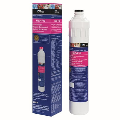 Watts Premier H2O-F13 Pure H2O LVOC Carbon Block Filter Replacement for H2O-DWGC100, H2O-DWGC101, H2O-DWCB200, H2O-DWUF300 Under Counter Water Filtration Systems, Push Button Design