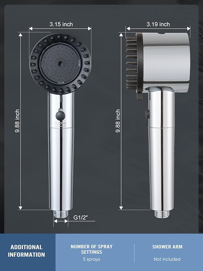 Cobbe Ion Drops Filtered Shower Head with Handheld, High Pressure 4+1 Spray Mode Showerhead with Filters, Built-in Power Wash for Hard Water - Remove Chlorine - Reduces Dry Itchy Skin, Chrome