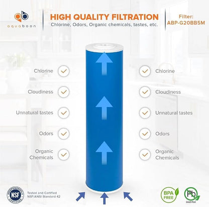 Aquaboon 5 Micron 20 x 4.5 Whole House Water Filter Replacement Cartridge Grabular Activated Carbon (GAG) for 1-Stage Water Filtration System 1 Pack