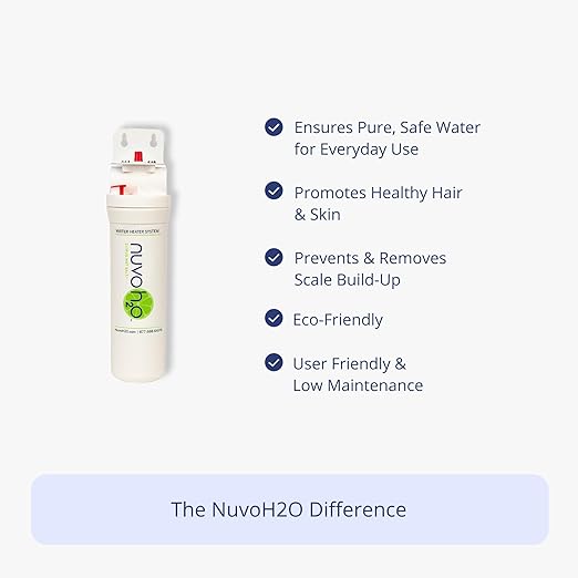 NuvoH2O Water Heater System – Citrus-Based, Salt-Free Water Softener – Prevents Hard Water Scale Buildup, Extends Water Heater Life – Compact, Eco-Friendly