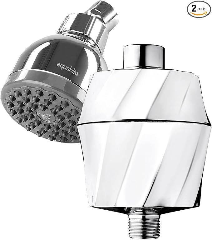 AquaBliss SF400 HD Revitalizing Shower Filter - Latest High Output Filtration. 2x Vitamin C, Minerals for Luscious Hair, Skin & Nails + the TurboSpa 3 Inch High Pressure Shower Head (Exclusive Bundle)