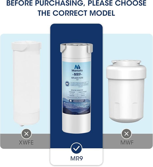 MARRIOTTO XWF Water Filter, Replacement for GE Refrigerator, Compatible With French-Door Models, 2 Pack (Not XWFE)