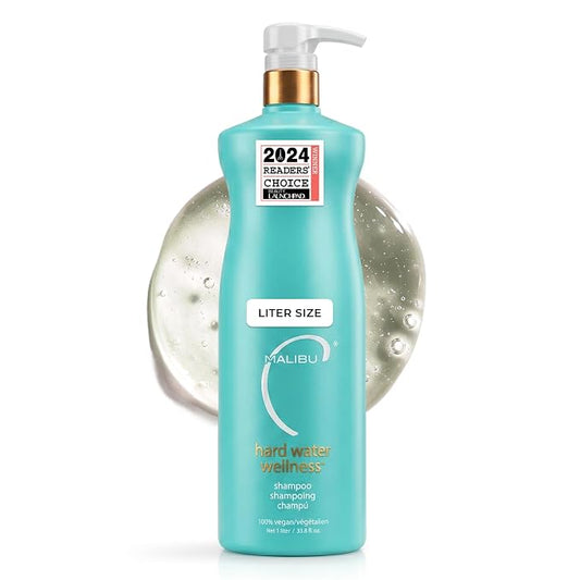 Malibu C Hard Water Wellness Shampoo - Hydrating, Sulfate-Free Hair Care for Hard Water - Removes Minerals and Buildup (33.8 oz)