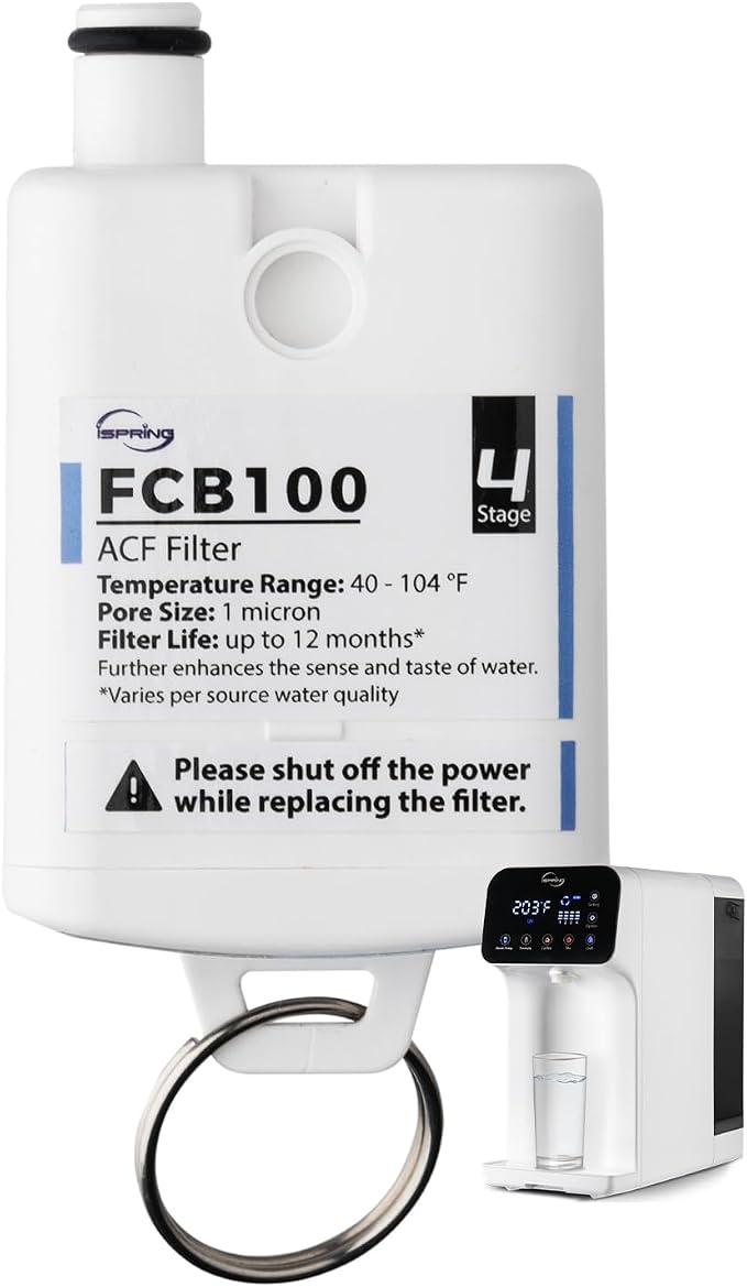 iSpring FCB100 Replacement Filter for RCD100 Countertop Reverse Osmosis System, Post Carbon Filter, Replacement Cycle: Up to 12 Months
